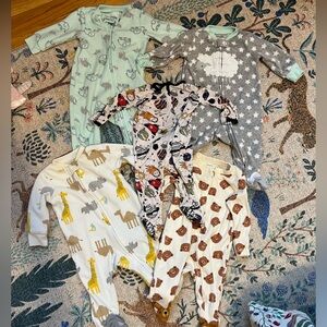 Lot of 5 0-3 Month Sleep and Play Outfits